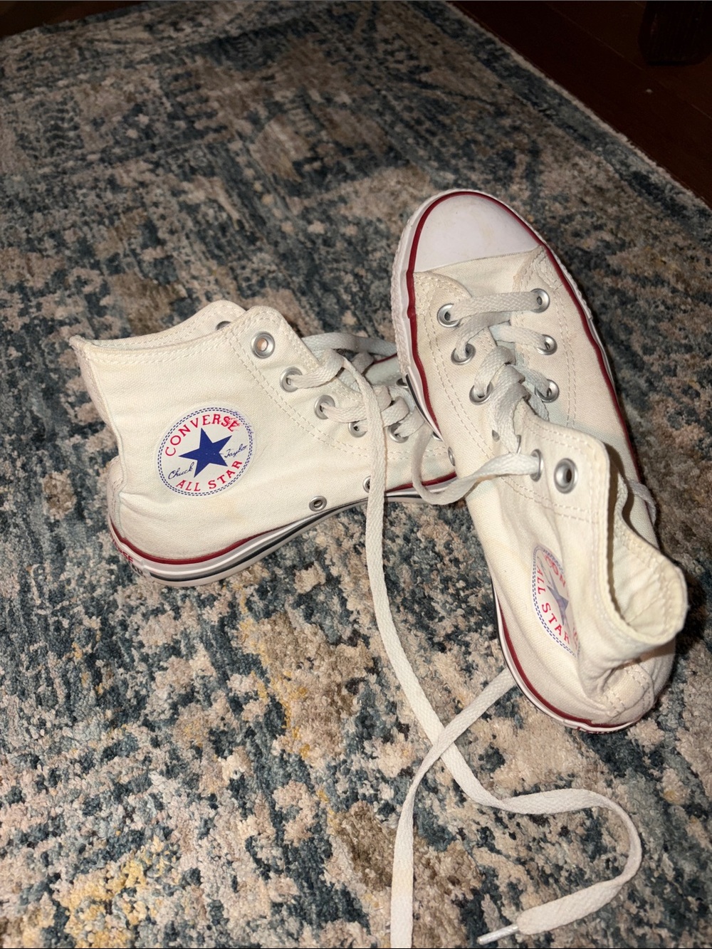 Converse White High-Top Sneakers with Red Trim